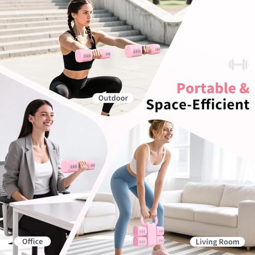2-in-1 Adjustable Dumbbell Set, 4-Level Weight Dumbbell Set, Suitable for Women and Men, Each Piece 2.2/3.3/4.4/5 lbs Hand Weight with Kettlebell Form, Ideal for Home Gym Workouts