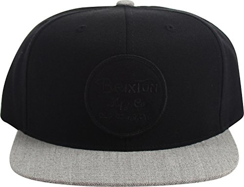 Brixton Men's Wheeler Medium Profile Adjustable Snapback Hat, Black/light Heather Grey, One Size