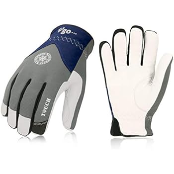 Vgo 2Pairs 32℉ or above 3M Thinsulate C40 Goatskin Leather Waterproof Winter Gloves (Size L,Grey,GA7356FW)