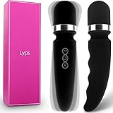 Electric Vibrator Magic Wand Massager - Double Use G Spot Sex Toy Stimulator Neck Massager with Dual Vibrations (Head and Tail) 17 Vibration Patterns - Lyps Massage Wand (black)