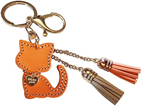 猫キーホルダー 本革 バッグチャーム イタリア製本革 ハンドメード ７色 手作り 韓国製 人気 革 おしゃれ かわいい レディース メンズ タッセル チャーム キーリング キーケース 誕生日 プレゼント