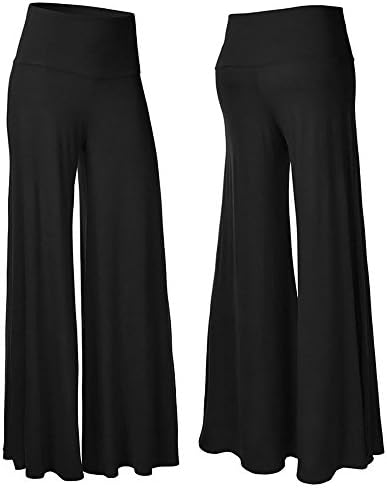 Happy Lily Women's High Waist Slinky Wide Leg Long Palazzo Bell Bottom Yoga Pants