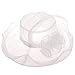 IL Caldo Women's Kentucky Derby Sun Hat Fascinator Flowers Wide Brim Gauze Hat Headdress,White