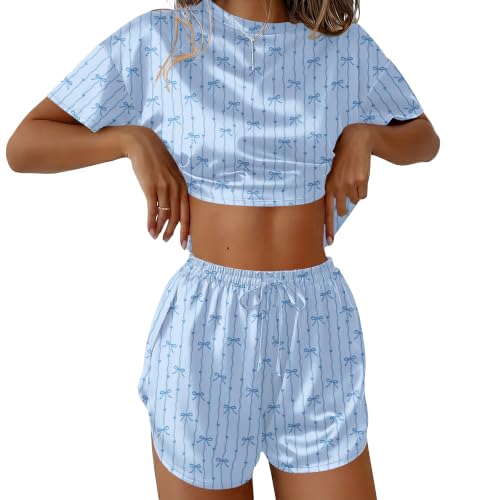 Ekouaer Silk Pajama Set Side Split Shorts