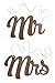 Ling's moment Wooden Mr and Mrs Wedding Chair Signs, Vintage Dark Walnut