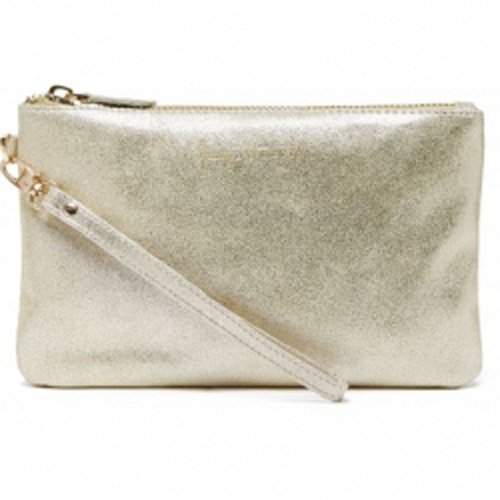 Mighty Purse Genuine Leather Phone Charging Wristlet Wallet (Gold Shimmer)