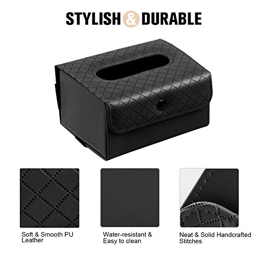 Trendypie Stylish PU Leather Foldable Rectangular Facial Tissue Box Cover Decorative Tissue Holder Napkin Holder Pumping Paper Case for Bathroom Bedroom Office Car Automotive