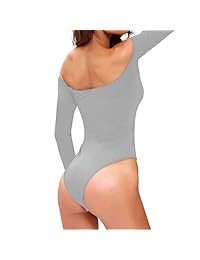 SUBWELL - Body de manga larga con hombros descubiertos para mujer