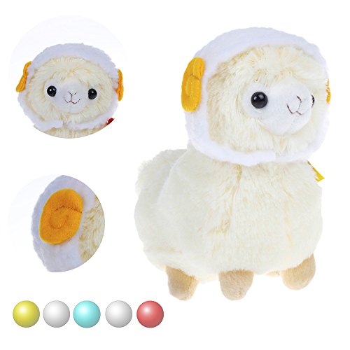 KSB 6'' Yellow Plush Alpaca,Plush Stuffed Animals Toys,Best Birthday Gifts For The Children Kids(White Hood)