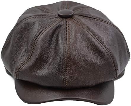 Fashion Men's Leather Classic 8 Panel Gatsby Newsboy Ivy Hat