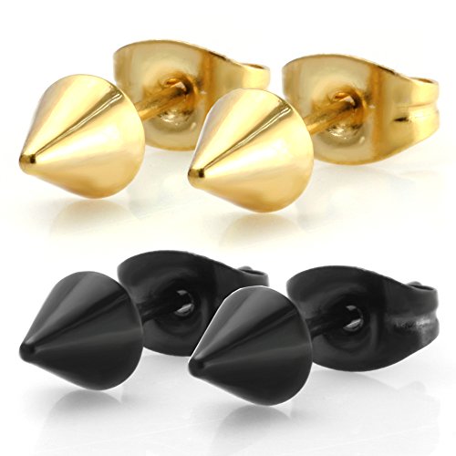 2 paris gold / black stainless steel rivet punk stud ea…