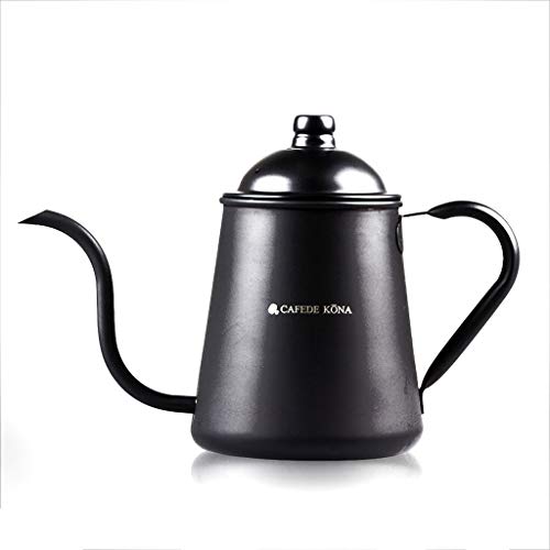 Stainless Steel Coffee Thin Mouth Pot Appliance Household Long Mouth Drip Coffee Pot (Color : Black thin mouth pot)