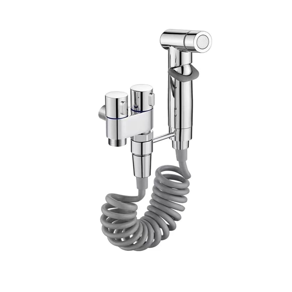 Daowwui 1-In-2-Out Dual Control Valve Mini Multi-Function Faucet Mini Shower Pressure Bathroom Faucet Kit for Bidet and Shower-C