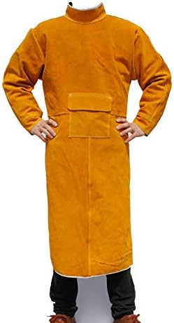 1レザー溶接エプロン スリーブ付き頑丈なツールショップワークマンワークキッチン 庭 陶器 新色追加 オレンジ色 1cm クラフトワークショップ ガレージ用の防水エプロン