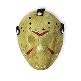 CASACLAUSI Jason Mask Cosplay Halloween Costume Light Yellow Mask Prop Horror Hockey