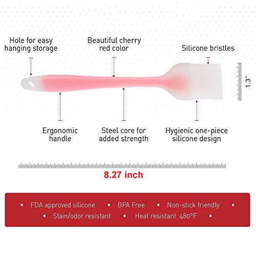 iPstyle Basting Brush Silicone Pastry Baking BBQ Sauce Marinade Meat Glazing Oil Brush Heat Resistant, Kitchen Cooking Baste Pastries Cakes Meat Desserts, Dishwasher Safe 4 Pack (8.2" Brush - 4Pack) - Thumbnail 5