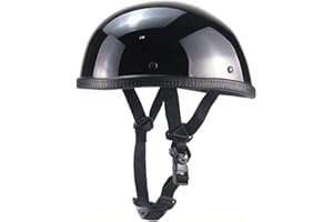 EMUR Beanie Motorcycle Half Helmet, DOT Approved Ultra-Thin Comfortable Cruising Low Profile Skull Cap, German Style Novelty Small Helmet for Chopper Moped Scooter Motorbike Electric