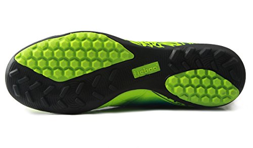 T&B Turf Soccer Shoes Kids Football Trainers Firm Ground Green/Black No.77030-Lv-30-12.5US
