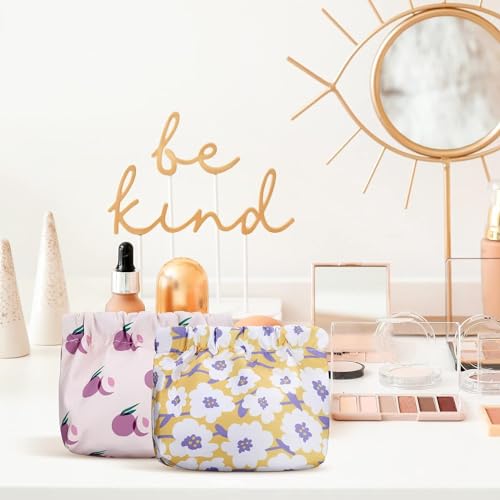 TERRIFI 9 Pcs Mini Pouch for Purse Bulk, Small Makeup Pouch, Waterproof Pocket Cosmetic Bag, Portable No Zipper Small Pouch Printed Flower Travel Toiletry Bag for Women Girl Lipstick Headphone Jewelry