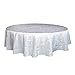 ColorBird Scroll Damask Jacquard Tablecloth Spillproof Waterproof Fabric Table Cover for Kitchen Dinning Tabletop Linen Decor (Round, 70 Inch, White)