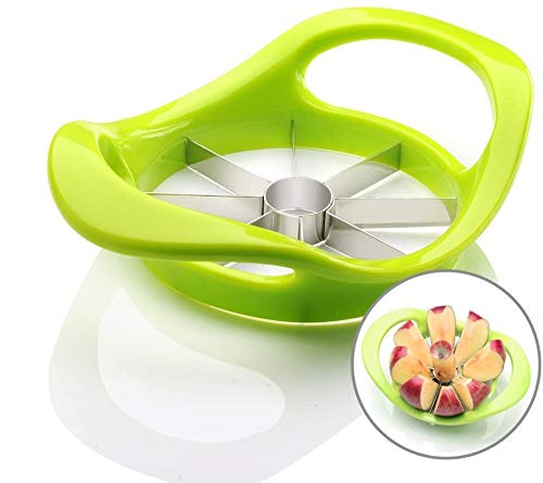 Apple Slicer Cutter & Corer, Fruit Cutter - Apple Divider - Wedger - Stainless Steel Slicer for Fruits - Vegetables- Ergonomic Handle- Easy Grip- 8 Sharp Blade & Slices