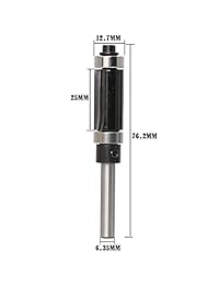 Yakamoz - Herramienta de carpintería para enrutador de punta plana y rodamiento inferior de 1.0 in de alto x 0.5 in de vástago