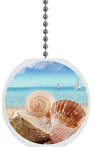 Seashells and Sailboats Solid Ceramic Fan Pull