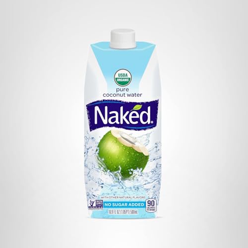 NAKED JUICE 100% ORGANIC PURE COCONUT WATER, USDA ORGANIC CERTIFIED, NON GMO PROJECT VERIFIED, 16.9 OUNCE(PACK OF 12)