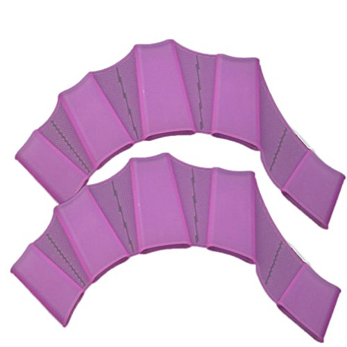 Polytree Silicone Swim Gear Fins Hand Webbed Flippers Training Glove (Pink, M) - Thumbnail 3