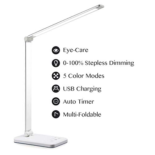 LED Table Lamp, Eyecaring Desk Lamp with USB Port, Touching Dimming