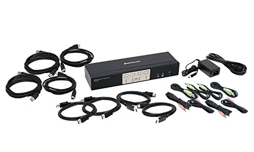 IOGEAR 4-Port DisplayPort 1.2 KVMP with Built in USB 3.1 Gen 1 Hub and Audio (TAA Compliant) GCS1934