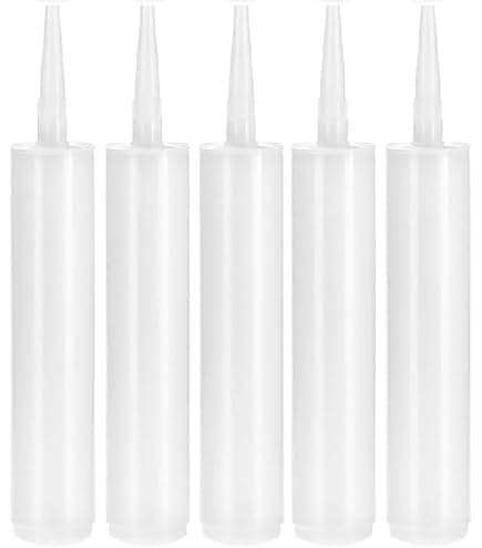 Hoement 2-Pack 300ml Refillable Empty Plastic Caulk Tubes – Reusable Sealant Cartridges For Precise Application On Tile, Glass, Stone – DIY & Pro Use