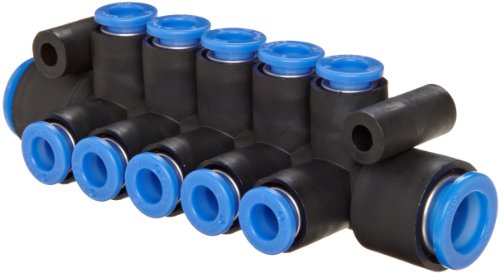 SMC KM11-06-10-10 PBT Push-To-Connect Tubing Manifold, 2 Inlets-10 mm, 10 Outlets-6 mm Tube OD
