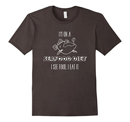 Men's I'm On A Seafood Diet. I See Food, I Eat It Funny T-Shirt Large Asphalt