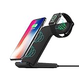 Wireless Charger with QC3.0 Adapter DoSHIn 2 in 1 Wireless Charger Stand 10W Fast Charger Docking Station Compatible with iWatch Series 4/3/2/1,iPhone Xs/XR/XS MAX/X/8Plus/8, Samsung Galaxy S10/S9/S8