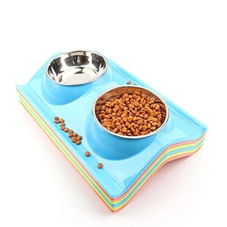 Xuba Pet Drinking Dual Double Dog Bowl Stainless Steel Feeder