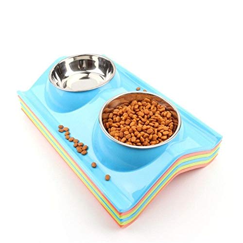 Xuba Pet Drinking Dual Double Dog Bowl Stainless Steel Feeder