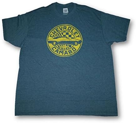 GM Mens Chevrolet Chevy Camaro S/S T-Shirt (XXL/2XL) Heather Blue/Yellow