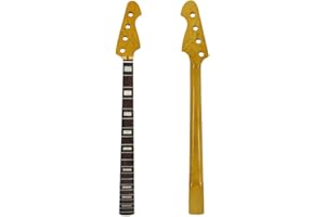 Vetimobato Electric Bass Guitar Neck Replacement Maple Bass Neck 4-String 20 Fret 34" Scale Rosewood Fingerboard Bolt-On Unfi