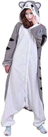 DJHbuy Adult Kigurumi Cosplay Costume Pajamas Pyjamas Fleece Sleepwear Unisex Onesies Tabby Cat
