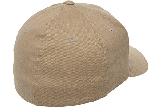 Blank FlexFit Brushed Twill Ball Cap Hat 6377 (S/M 6 3/4" - 7 1/4", Khaki)