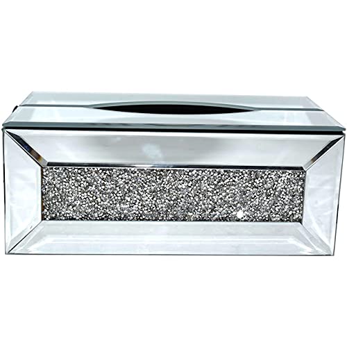 Crystal Crown Glass Crystal Tissue Storage Box, Silver