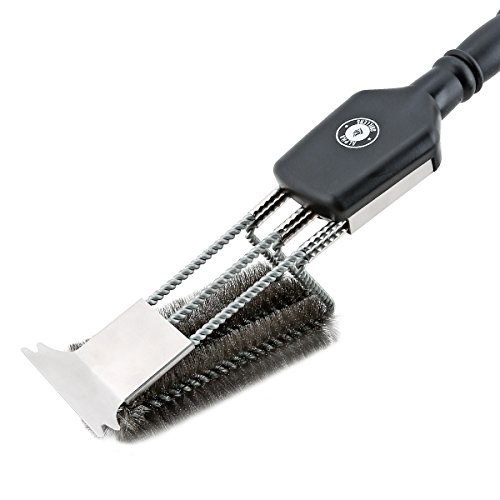 18" Grill Brush With Scraper. UNIQUE 3 REPLACEABLE HEADS DESIGN. Best BBQ Cleaner. Safe For All Grills. Durable Stainless Steel Wire Bristles. A Perfect Grilling Gift For Barbecue Lovers. - Thumbnail 5