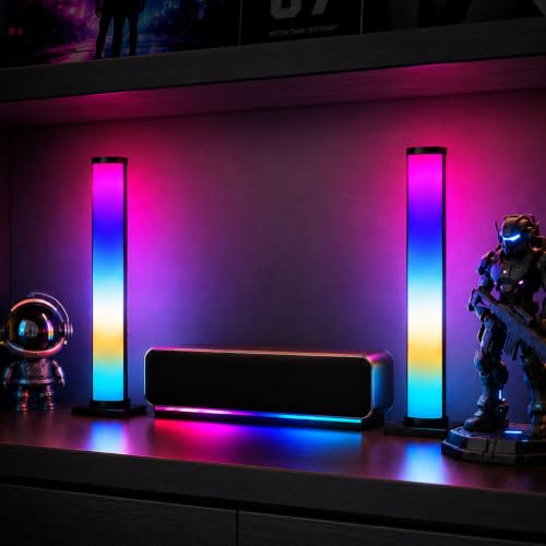 LuminexDesigns RGB LED Light Bar for TV & Gaming 25cm – Music Synchronization and App Control for Mood Lighting and Decoration, Black