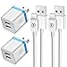 FIMARR US2018 US052100-2U Dual Port USB Wall Charger Plug and 6-Foot Fast Charging Cable Compatible with iPhone 11 Pro Max XS XR X, 8/7/6 Plus, iPad 3/4 Air Mini Pro , (4-in-1 Pack) (Blue)