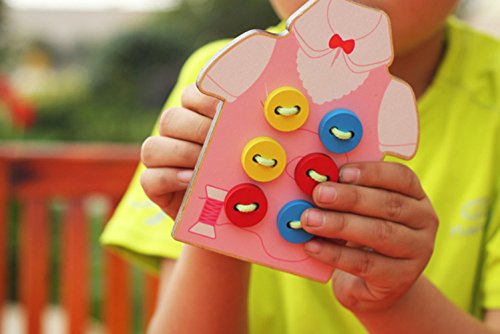 BabyPrice Kids Fine Motor Skills Toy --- Wooden Sewing on Buttons, Lacing Beads Board Toys, Sewing Play Kit Educational Toy for Toddlers and Preschoolers - Thumbnail 2