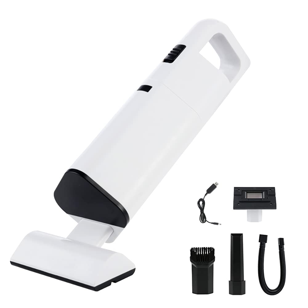 CALISTOUK Handheld Vacuum Cleaner Pet Hair Remover Strong Suction Dust Cleaner 120W 12V with 4 Cleaning Nozzles USB Port for Carpet Keyboard Car Seat Cleaner Cordless Small Home Office Appliance