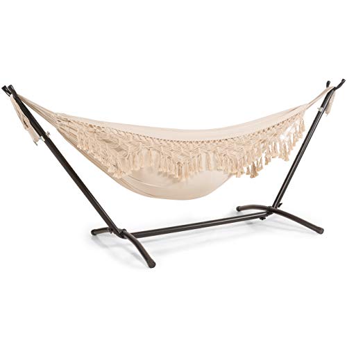 WOMA Hängematte mit Gestell für 2 Personen in 5 Farben - 160 x 241 cm Liegefläche - Hängematte Indoor & Outdoor aus…