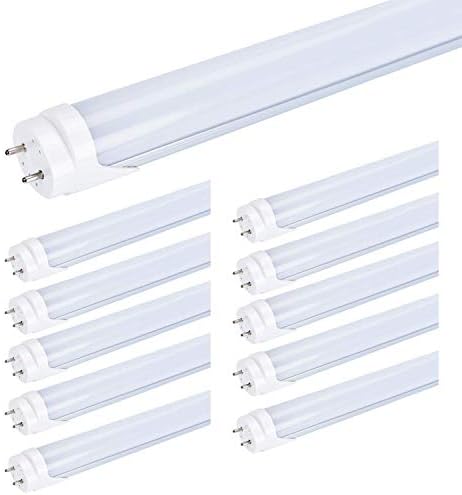 OptieoLED Double Ended 4 Foot T8 Frosted LED Light Tube - Energy Efficient, 8W Cool White 4000k, Replaces 15-17W Fluorescent Equivalent (5 Pack)