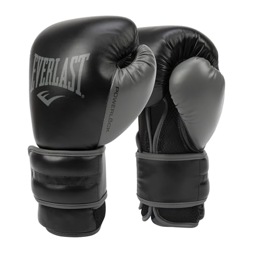 Everlast Powerlock 2R 10oz Boxing Gloves (Black), Muay Thai, Men, Women